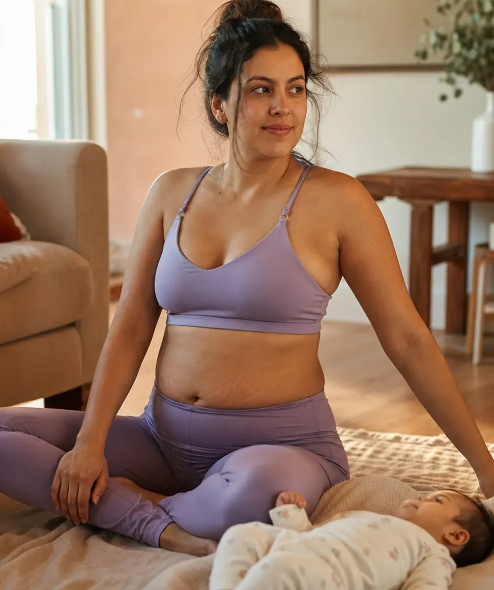 Postpartum mom with baby